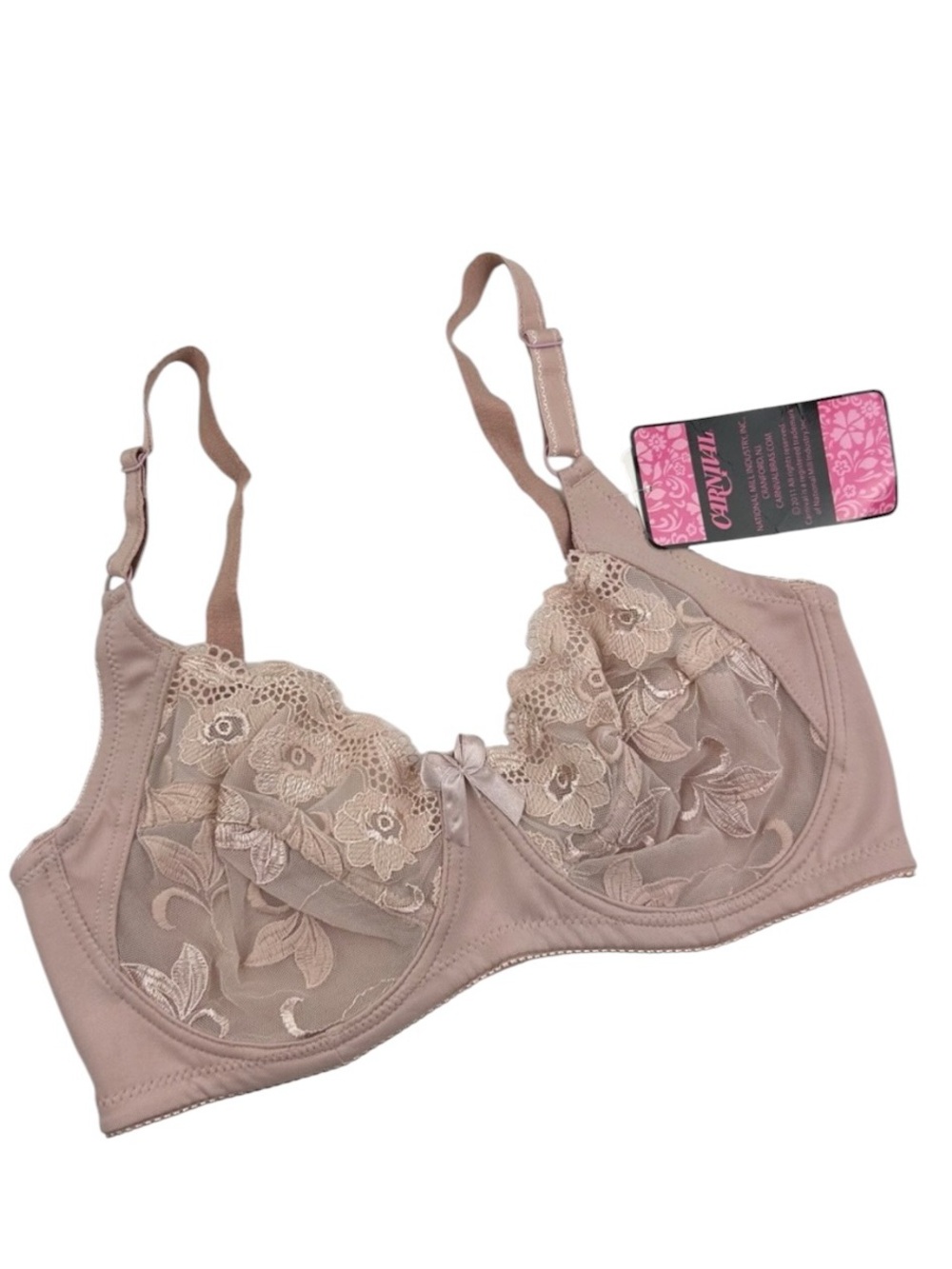 Carinval Lace Floral Underwire Bra Blush Size 36C